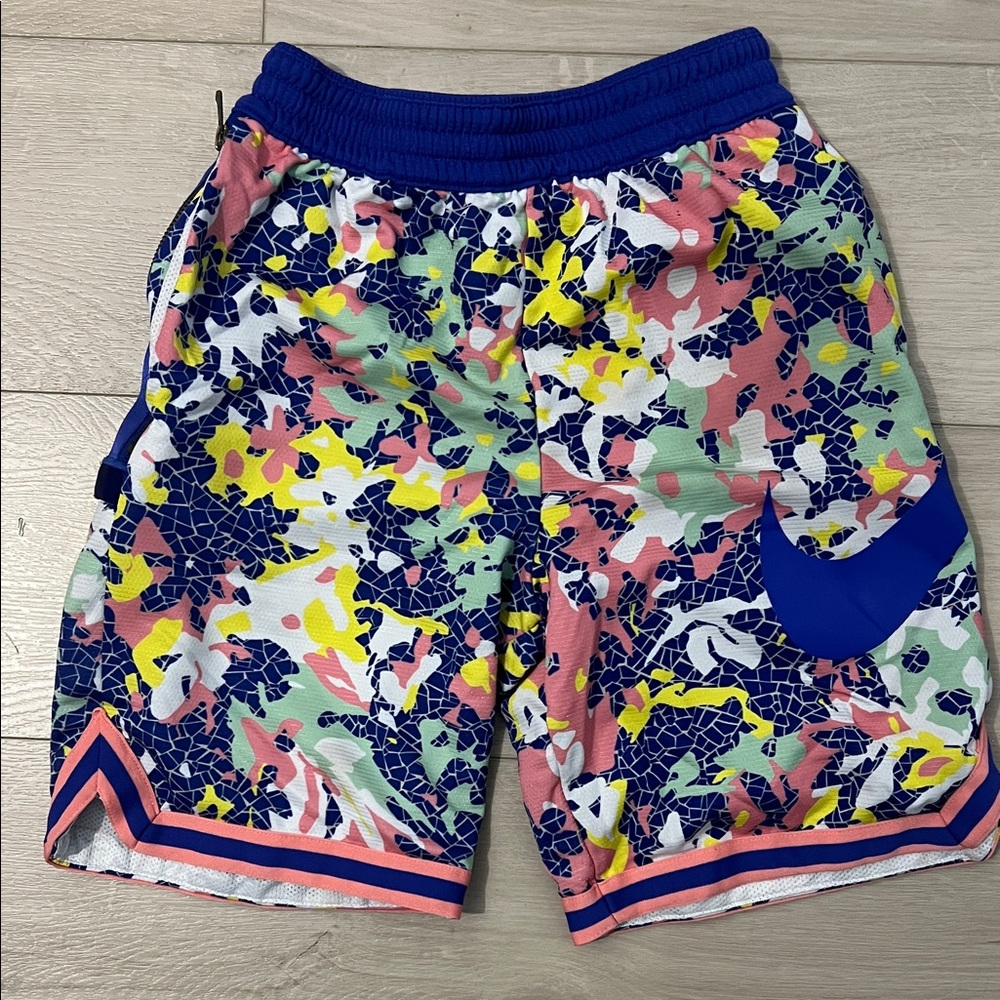 Boys Large | Nike Basketball Shorts - Blue, Pink & Yellow